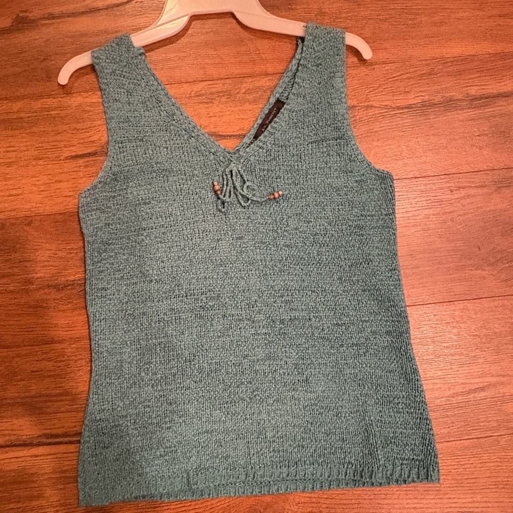 Elegant Teal Knit Tank Top